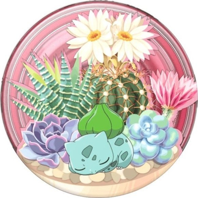 Mbajtëse telefoni PopSockets Bulbasaur Terrarium PopGrip, me ngjitës, shumëngjyrësh