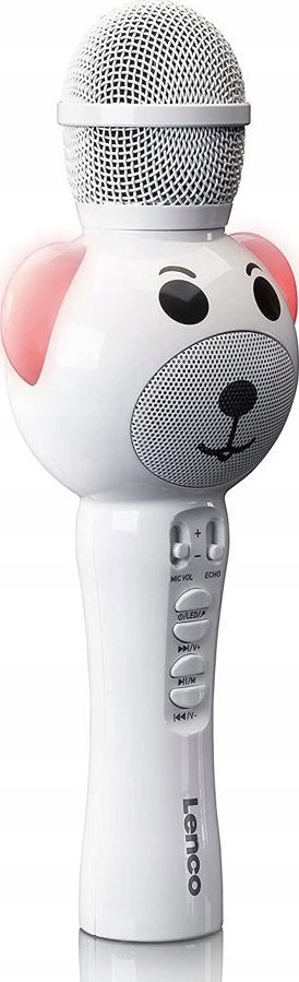 Mikrofon karaoke për kalamaj Lenco BMC-060, Bluetooth, LED, i bardhë