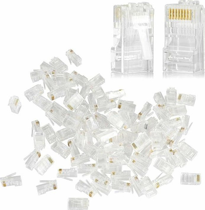 Set konektorë rrjeti BIT RJ45 RJ1A, 8P8C, 100 copë, transparent