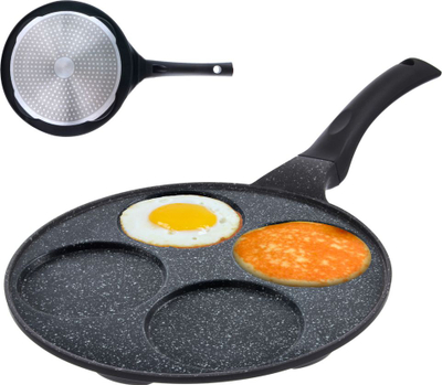 Tigan për vezë ORION Grande, 27 cm, me 4 ndarje, me veshje jo-ngjitëse, për gaz edhe induksion, ngjyrë e zezë