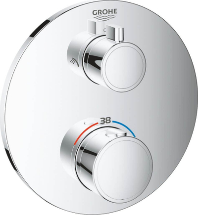 Panel termostatik dushi Grohe Grohtherm 2-way Aquadimmer, dy-drejtimësh, TurboStat, krom argjendtë