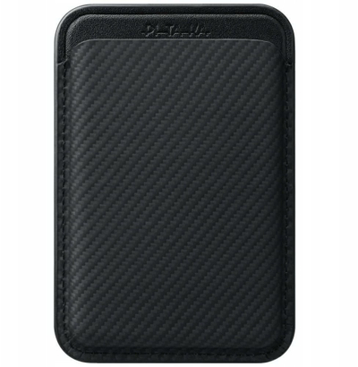 Mbajtëse kartash Pitaka Magnetic Woven Wallet, MagSafe, fibrë karboni, e zezë gri