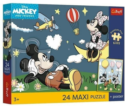 Puzzle Trefl Disney Mickey and Friends, 24 copa maxi, me poster, shumëngjyrëshe