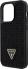Këllëf telefoni Guess me gurë vezullues, me logo trekëndore, për iPhone 14 Pro, plastike e butë, i zi