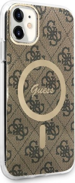 Mbulesë telefoni Guess GUHMN61H4STW për iPhone 11, hardcase 4G MagSafe, kafe