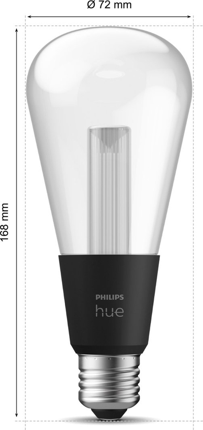 Llambë inteligjente Philips Hue Lightguide Giant Edison ST72, White and Color Ambiance, E27, transparente