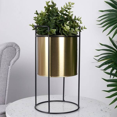 Vazo zbukuruese Vilde Flowerpot, metal, 26 cm, ngjyrë ari