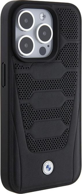 Këllëf telefoni BMW Leather Seats Pattern për iPhone 15 Pro 6.1", i fortë, i zi