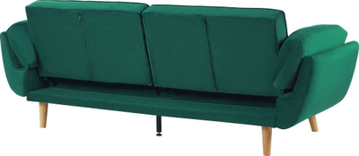 Divan shtrat Beliani Asby Velvet, 3 vende, këmbë druri, jeshil
