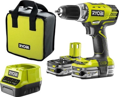 Trapano/vidhosëse pa kabllo Ryobi R18DD3-215S, 18V, bateri 1.5Ah Li-Ion, jeshile e zezë