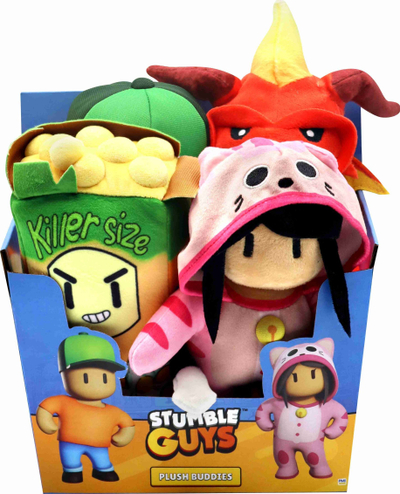 Lodra pelushi Stumble Guys Plush Buddies Superbuzz, set me 4 copë, shumëngjyrëshe