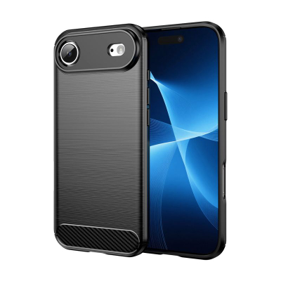 Këllf telefoni Carbon për iPhone 17 Air, TPU i butë, mbron nga gërvishtjet, i zi