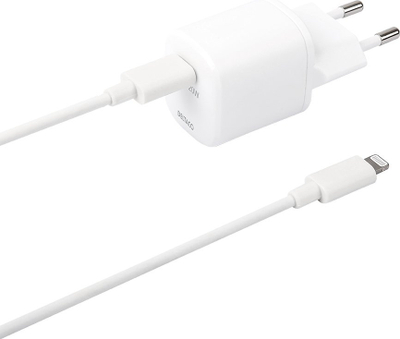 Karikues muri DELTACO USB, USB C PD 20W, 3A, i bardhë