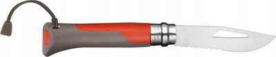 Thikë xhepi Opinel No. 08 Outdoor, palosshme, me dorëz ergonomike, e kuqe
