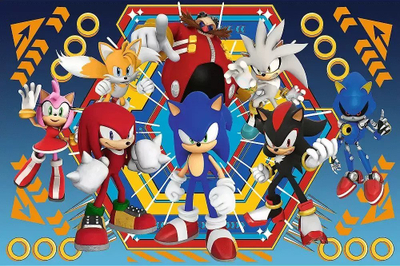 Puzzle TREFL Sonic Super Shape XL, 104 copa, 60x40 cm, shumëngjyrësh