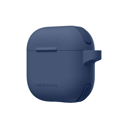 Куќиште за слушалки AmazingThing Omni Case, за AirPods 4, поддржува безжично полнење, темно сино