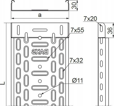 Kanal kabllor BAKS KGL KPL35H30 3m, 35x30mm, çelik i galvanizuar