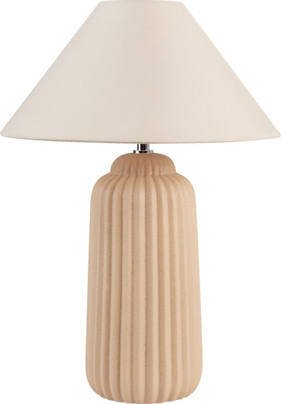 Lampë tavoline NURIA Ceramic Sand, qeramike, abazhur liri, bezhë