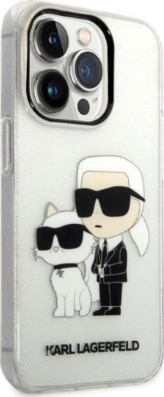 Mbulesë telefoni Karl Lagerfeld Glitter Karl and Choupette, TPU, për iPhone 14 Pro, transparente