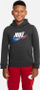 Bluzë me kapuç Nike me logo, pambuk poliester, për kalamaj, gri e errët