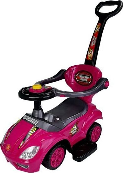 Makinë lodër ride on Leantoys Mega Car 3 in 1, me shtytës, për fëmijë, rozë