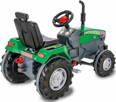 Traktor lodër me pedale Jamara Power Drag, sedilje e rregullueshme, me borie, jeshil
