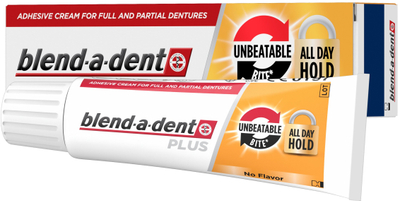 Krem ngjitës për proteza Blend-a-dent Plus, për proteza të plota edhe të pjesshme, 40 ml