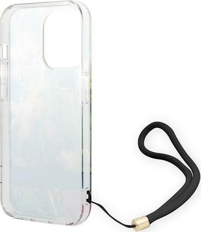 Mbulesë telefoni Guess Flower Strap për iPhone 14 Pro 6.1", hardcase, blu