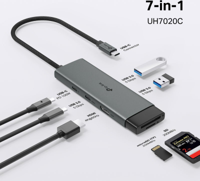 Hub USB C TP-Link UH7020C, 7 porta, HDMI 4K, gri