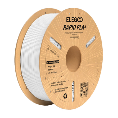 Filament 3D Elegoo Rapid PLA+, 1.75mm, 1kg, i bardhë