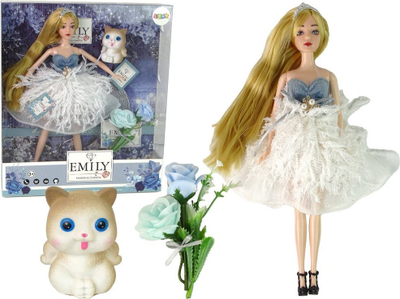Kukull Leantoys Emily Doll, flokë të gjatë, fustan me lule, shumëngjyrëshe