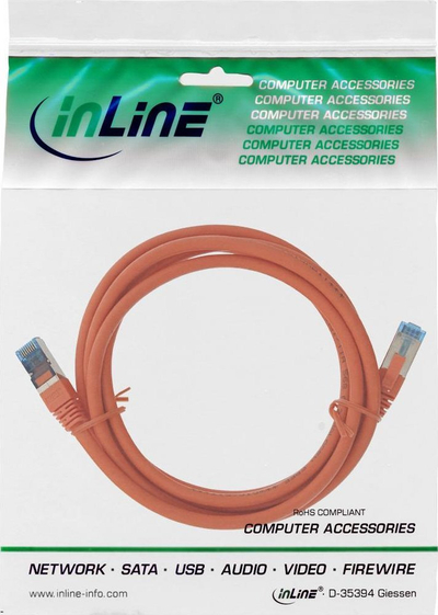 Kabllo rrjeti InLine 76802O, Cat6a, 2m, portokalli