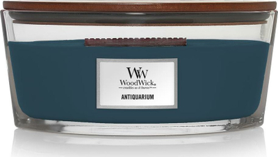 Qiri WoodWick Antiquarium Ellipse, 80 orë djegie, aromë duhan edhe dru, kafe