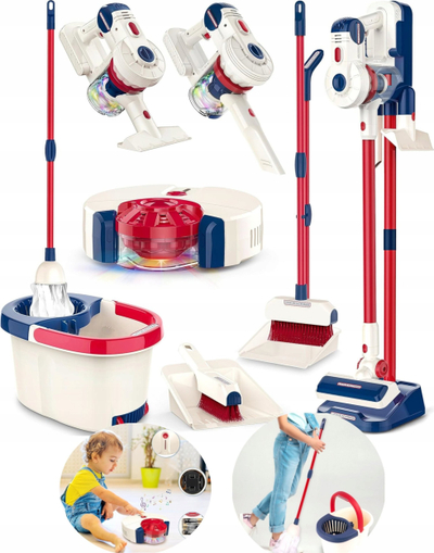 Set pastrimi lodër Sanitary Ware, 8 në 1, me fshesë me korrent dhe robot pastrues, shumëngjyrësh