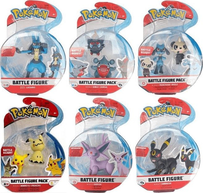 Figurina lodër Pokémon Battle Figure Pack, set me figura për koleksion, personazhe të përziera, shumëngjyrëshe