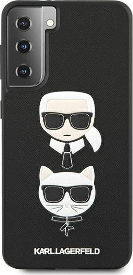 Kapak telefoni Karl Lagerfeld Saffiano K&amp;C Heads, për Samsung Galaxy S21+, back case, i zi