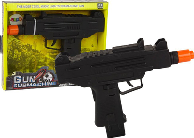 Lodër pistolete Leantoys Black Gun, dridhet, bën zhurmë, e zezë