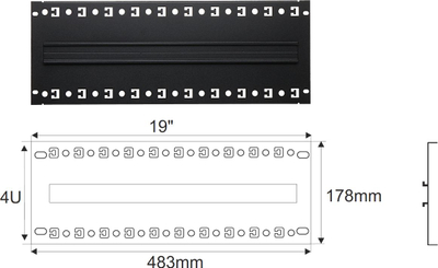 Pllakë montuese rack Pulsar A19-TS-35/BL-4U, 19", 4U, e zezë