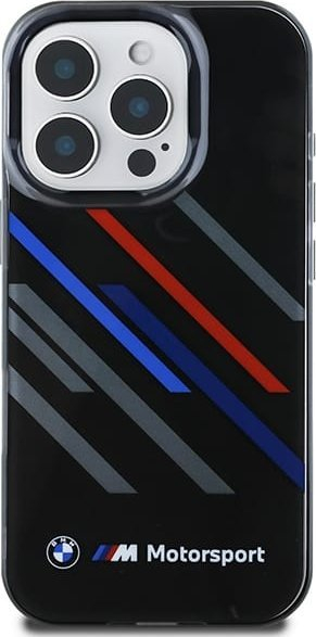 Këllëf telefoni BMW Motorsport Random Stripes për iPhone 16 Pro 6.3", plastik, i zi