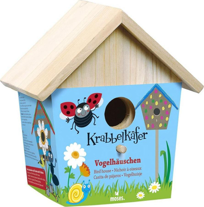 Shpi druri për zogj Bird House to Paint, set me 8 ngjyra, me furçë, natyrale