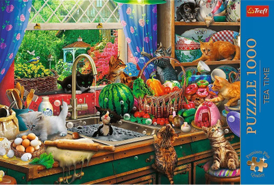 Puzzle Trefl Tea Time Troublemaker Kittens, 1000 copa, shumëngjyrësh