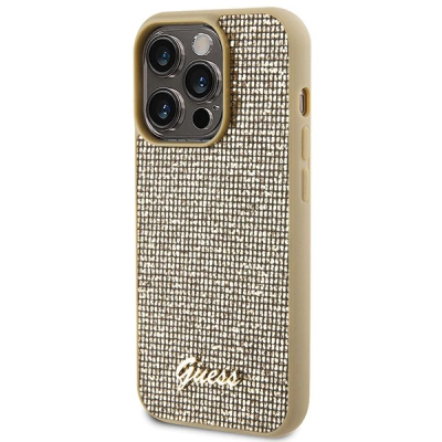 Маска за телефон Guess Disco Metal Script GUHCP15LPMSDGSD, за iPhone 15 Pro 6.1", тврдa маска, златна боја