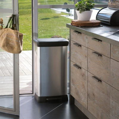 Kosh plehrash Curver Duo Pedal Bin Deco, 46L, dy ndarje, gri argjendtë