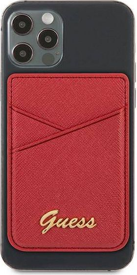 Portofol MagSafe Guess Card Pocket GUWMSSASLRE, koleksioni Saffiano, për karta, i kuq