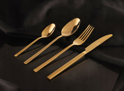 Set lugësh KULIG Piano, 24 copë, metal, ngjyrë ari me shkëlqim