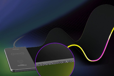Mousepad gaming Vertux RaftPad-Qi, karikim wireless 15W, LED RGB, i zi