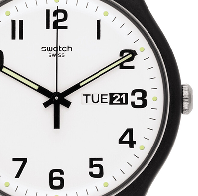 Orë dore Swatch Classic TWICE AGAIN SO29B703, e zezë