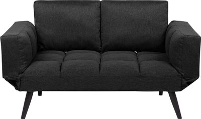Divan-krevat Beliani Brekke, 2 vende, kadife sintetike, i zi