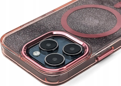 Mbulesë Glitter MagSafe për Apple iPhone 16 Pro, TPU, rozë transparente me shkëlqim