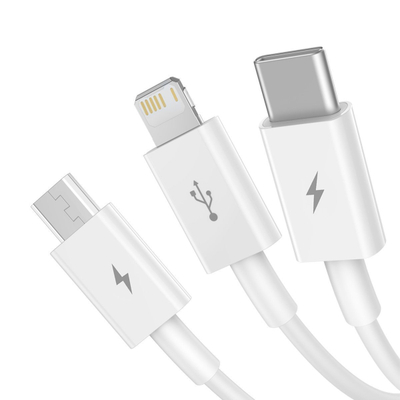 Kabllo USB Baseus CAMLTYS-02, 3 në 1, 1.5m, e bardhë